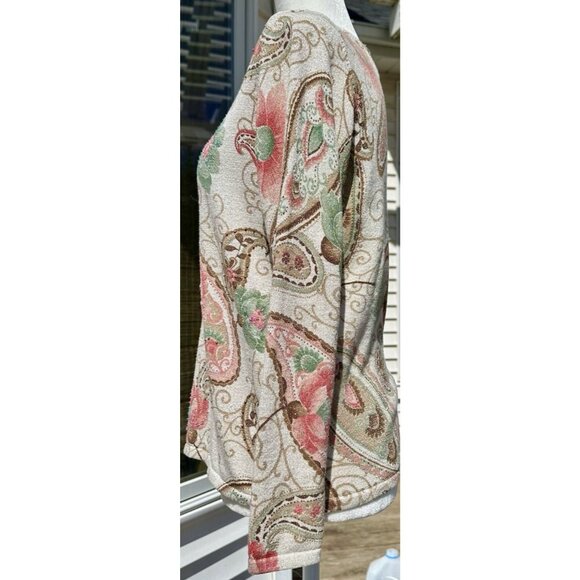 ALFRED DUNNER Pullover Sweater Petite Lg Pastel Fairycore Y2K Paisley Sparkle - Picture 2 of 10